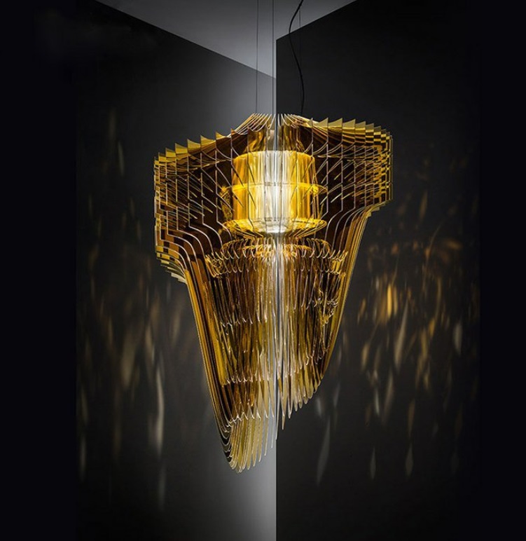 Светильник DZN-13673 ЗОЛОТО ` D800/H1150/1/LED/10W плафон акрил ARIA MEDIUM by SLAMP