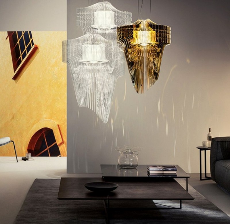 Светильник DZN-13673 ЗОЛОТО ` D800/H1150/1/LED/10W плафон акрил ARIA MEDIUM by SLAMP