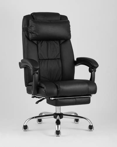 TopChairs Royal офисное черное в обивке из экокожи, механизм качания и регулировки по высоте "Му