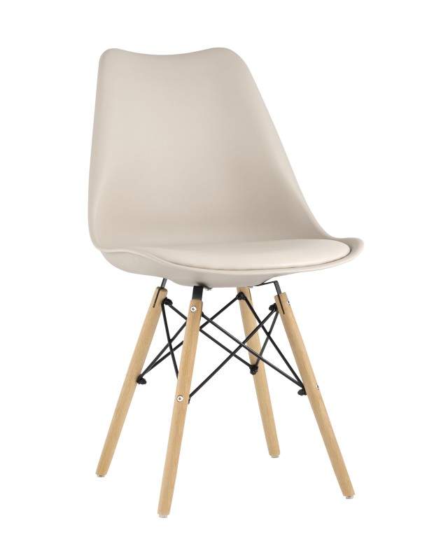 Eames Soft бежевый обеденный сиденье экокожа ножки из массива бука