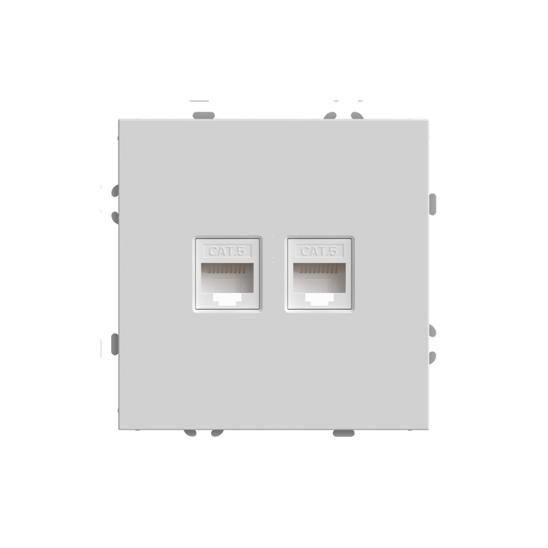 Розетка компьютерная 2-местная RJ-45 (механизм), STEKKER, серия Эмили, RST00-5111-01, белый фарфор