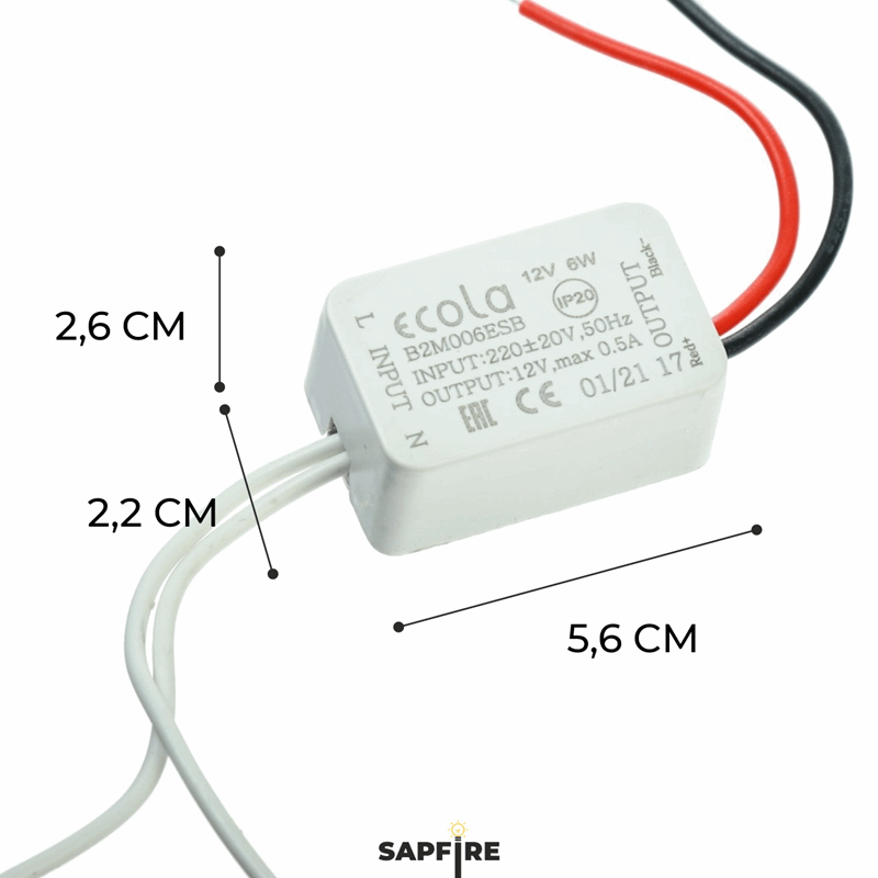 Ecola LED strip Power Supply 6W 220V-12V IP20 блок питания для светодиодной ленты