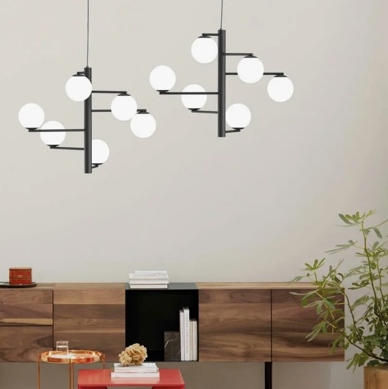 Светильник DZN-39614 ЧЕРНЫЙ ` D700/H540+700/6/E27/40W стеклянный шар 120мм 24-08